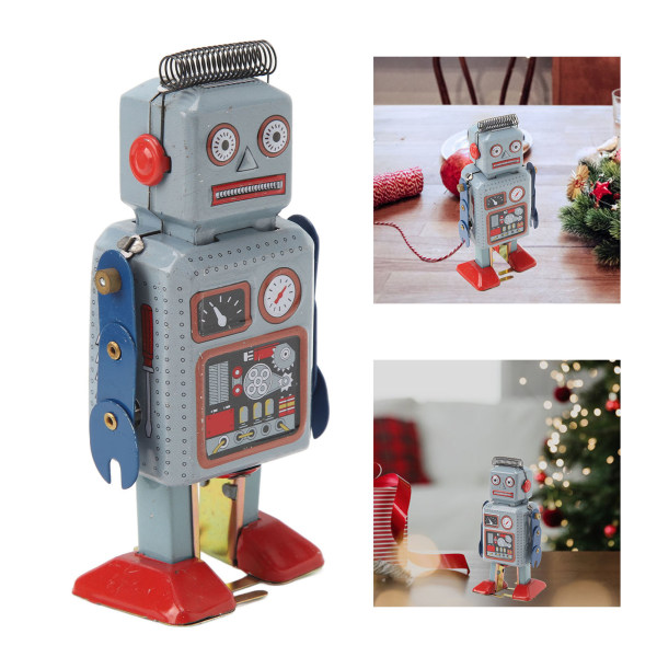 Wind Up Vintage Robot Leker Clockwork Walking Toy Retro Blikk Leke for Fotorekvisitt dekorasjon Gave Overraskelse Bursdag