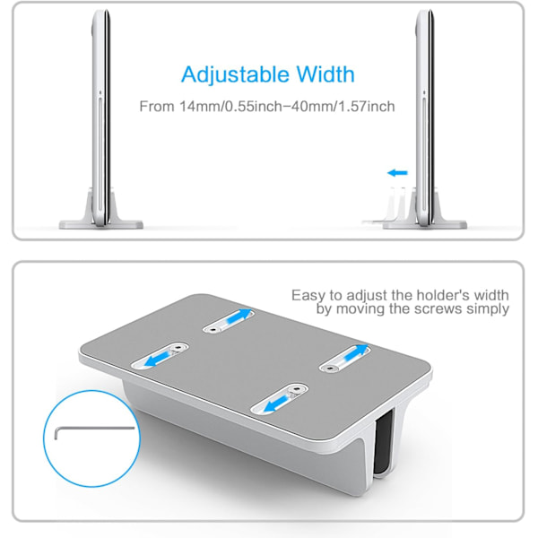 Dubbel Dock Design Laptopställ, Vertikal Organisatör Med Justerbar Docka Upp Till 3cm, Aluminiumlegeringskonstruktion Erbjuder Bred Kompatibilitet För Utrymme