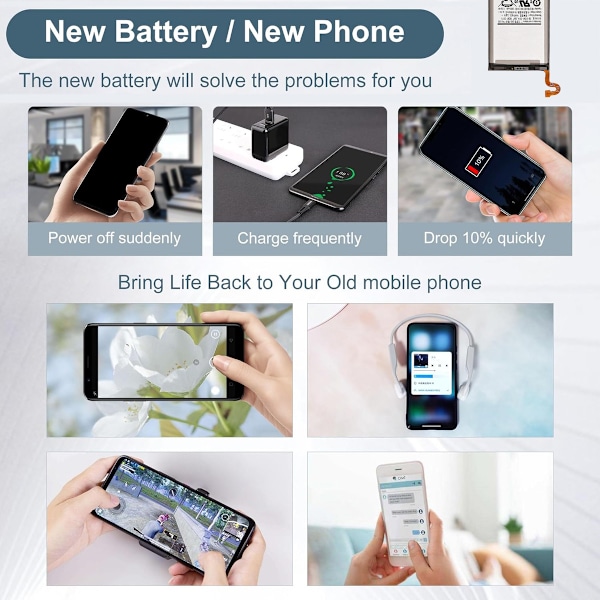 VoltBoost Uppladdningsbart Li-Ion Batteri, Säkerhetsskydd Enkel Installation för Galaxy S9+, 3500Mah 3.85V, Professionell Verktygssats Installationsmanual