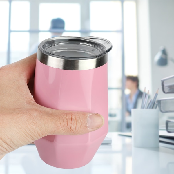 350 ml Värmebeständig 304 vattenflaskkopp i rostfritt stål Vakuummugg för te Kaffe Vin (rosa)