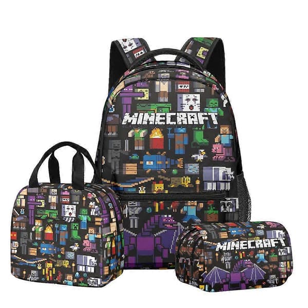Minecraft 3D Backpack Lunch Bag Pencil Case Set for Kids Students School Supplies Multiple Styles 15