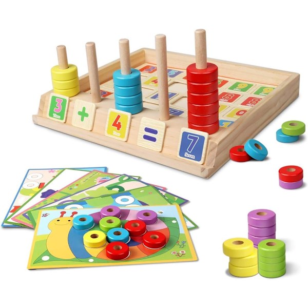 Regnbågsfärgad Trästapel, Tio-ram Verktyg För Grundläggande Matematikinlärning, Främjar Fantasi Och Flexibilitet Hos Förskolebarn, Perfekt Läromedel Med