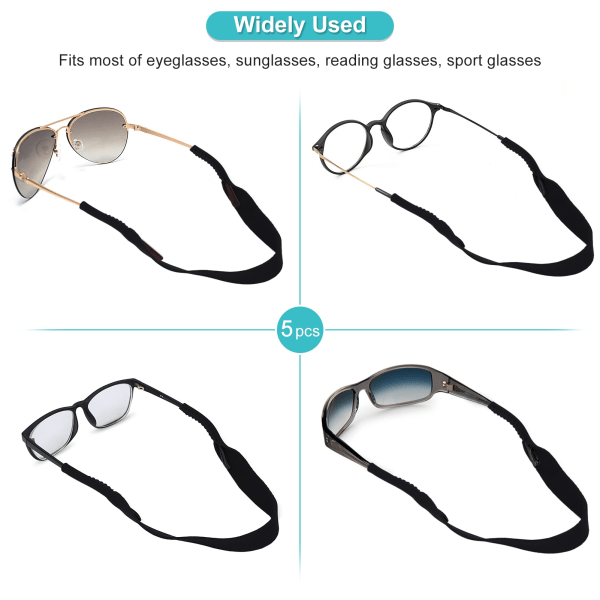 5 stk Sportsbriller Elastisk nakkestropp Holder Snor Kjedeholder Snor for briller