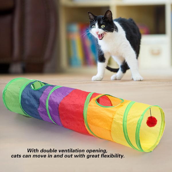 Pet Happiness Kattunnel för Kattungar, Trevägs Lek Vikbar Förvaringsdesign med Robust Stålram för Ökad Hållbarhet