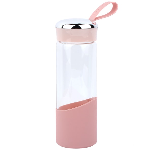 350 ml kannettava lasivesipullo BPA-vapaa vesikannu, jossa vuotava kansi (vaaleanpunainen)