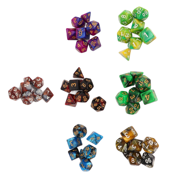 49 STK Multifacetterede terninger 7 farver klare tal Akryl polyhedral