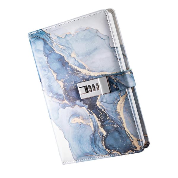 Diary with Lock Personal PU Leather Notebook Lockable Diary Boys Dark Blue