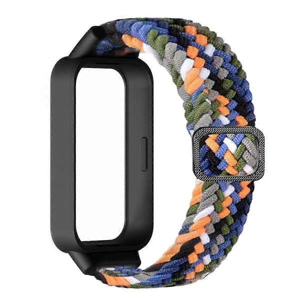Til Xiaomi Smart Band 9 Active Redmi Band 3 Vævet Nylonrem Snap-On Etui Urrem Denimblå Multicolor