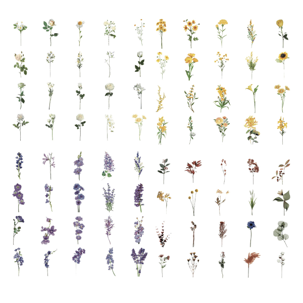 160stk Blomstersommerfuglklistremerker Utklippsbok Naturlige klistremerker, blomst