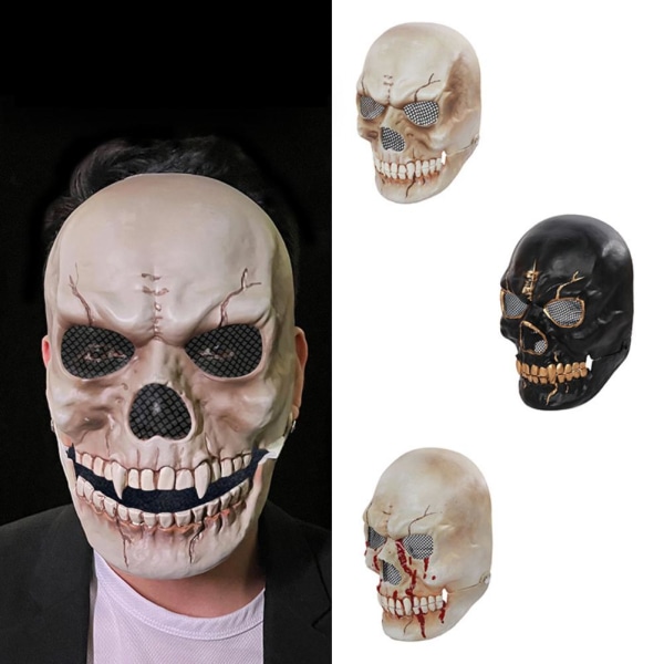 Skelett- cover med rörlig käke Halloween-dräkt Skräckansiktsbeläggning Skrämmande skelett- cover för Cosplay Masquerade Carnival Party