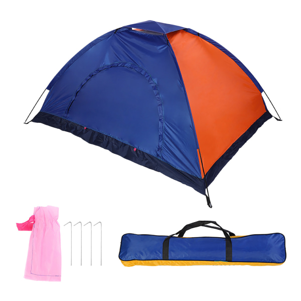Vattentätt tält för utomhusbruk för camping och vandring med dörr och fönster (Blå   Orange)