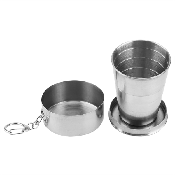 Utomhus, hopfällbar hopfällbar kopp i rostfritt stål för resande camping (6-vikbar, 60 ml)