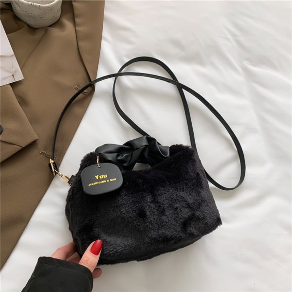 Plys taske fri størrelse Elegant ren farve aftagelig krog Komfortabel