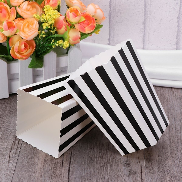 Gourmet Popcorn-behållare, Klassisk Design Mini Pappers Popcorn-låda för Fester, Bröllopsgåvor, Filmkvällar, Lätt att Montera, Lättviktig och
