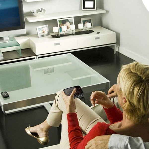 Trådlöst tangentbord och pekplatta mus combo, spikfri installation med 2,4 GHz anslutning, tvåspråkig inmatningsmetod för Android TV-box, HTPC, IPTV,