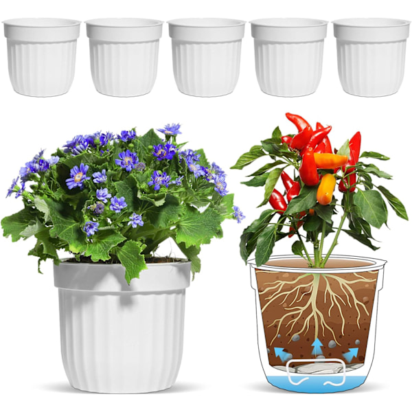 Modern Design Inomhus Keramisk Blomkruka Med Fat, Självvattnande Planteringskruka För Luftcirkulation Och Hälsosam Rottillväxt, Perfekt För Modernt