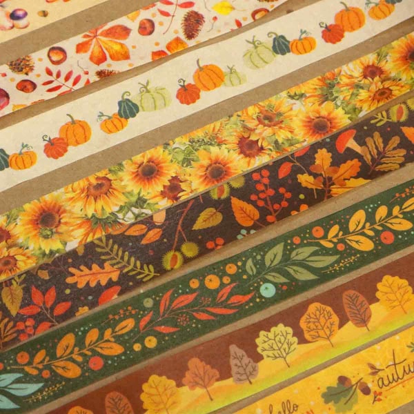 Thanksgiving Washi Tape Set, 10 Rullar Höstfärgad Washi Tape Höstlöv Pumpa Solros Dekorativ För DIY-projekt, Scrapbooking, Konst & Hantverk,