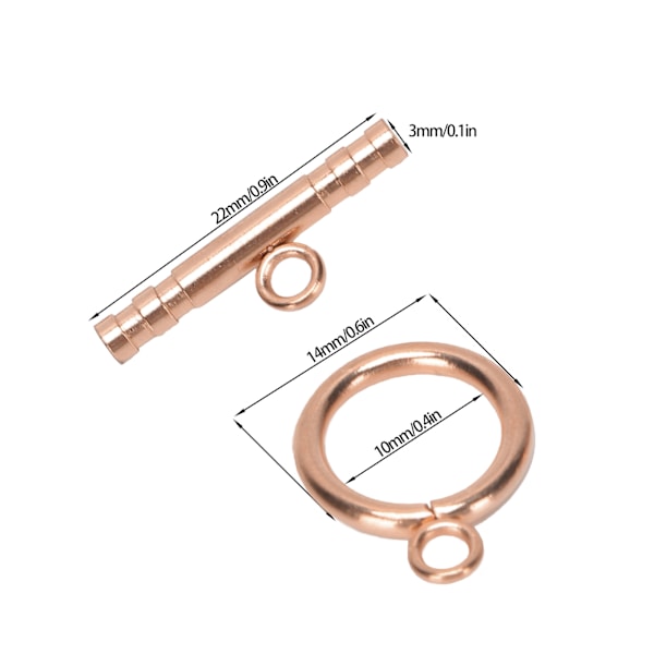 Rustfrit stål runde toggle-låse T-bar låse til halskæde smykkefremstilling rosaguld