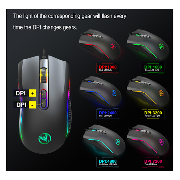 Elite Trådbunden Gamingmus, Mekaniska Brytare för Responsiva Klick, RGB-bakgrundsbelysning med 7 Ljuseffekter, Plug & Play för Windows