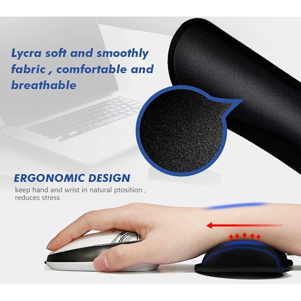 Miljövänligt handledsstöd, tangentbords handledsstöd för smärtlindring, långsam återhämtning av memory foam ger ergonomisk komfort, halkfri gummibas säkerställer