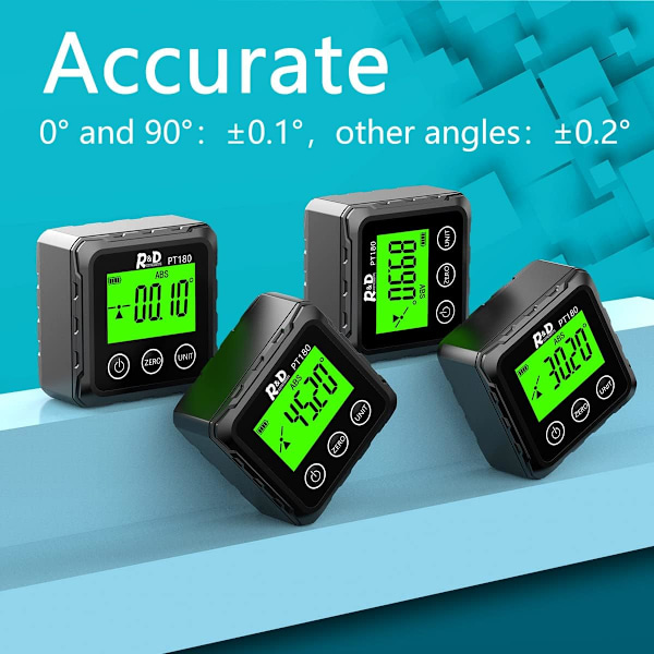 Kompakt Digital Vinkelmätare, Magnetisk Vinkelmätare För Professionella Applikationer, Bakgrundsbelyst LCD-Display För Enkel Avläsning, Konverterar Mellan Grader Och
