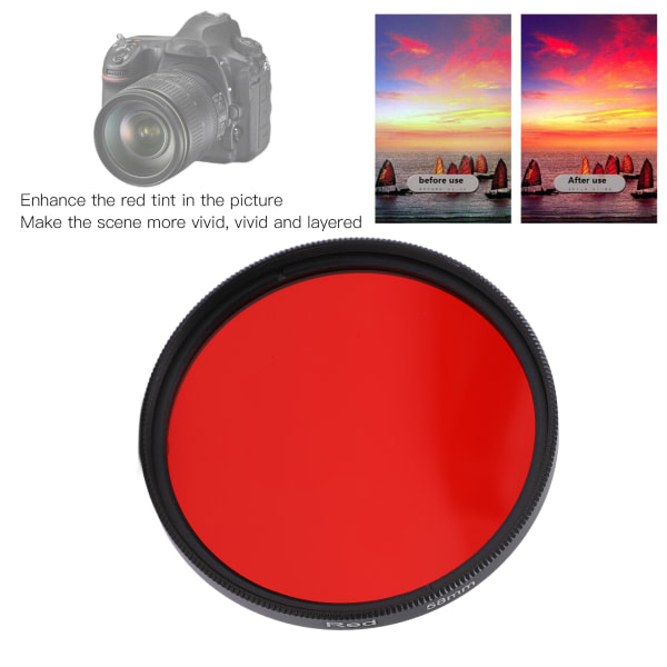 Kierteinen kameran objektiivin suodatin Täysi punainen värisuodatin Optinen lasi Nikon-kameran objektiiville 58mm