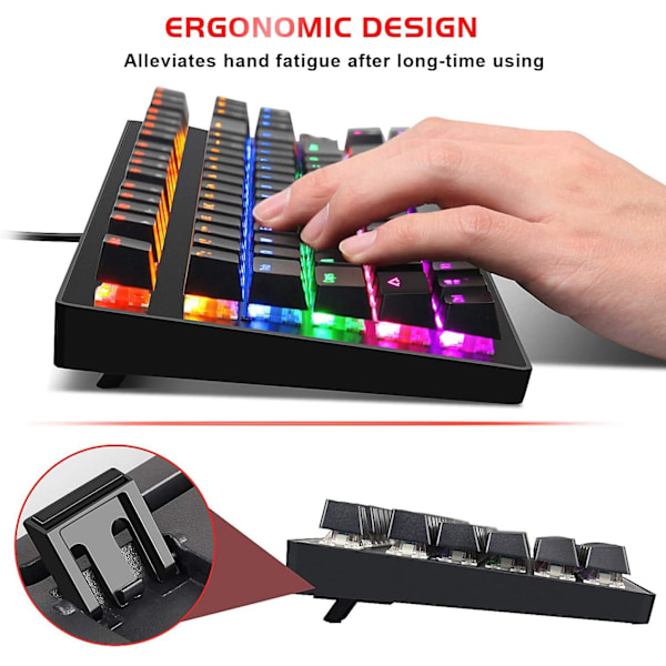 Regnbågstangentbordsset, Anti-Ghosting, Ergonomisk Design, för Gaming & Kontor, med Bred Kompatibilitet