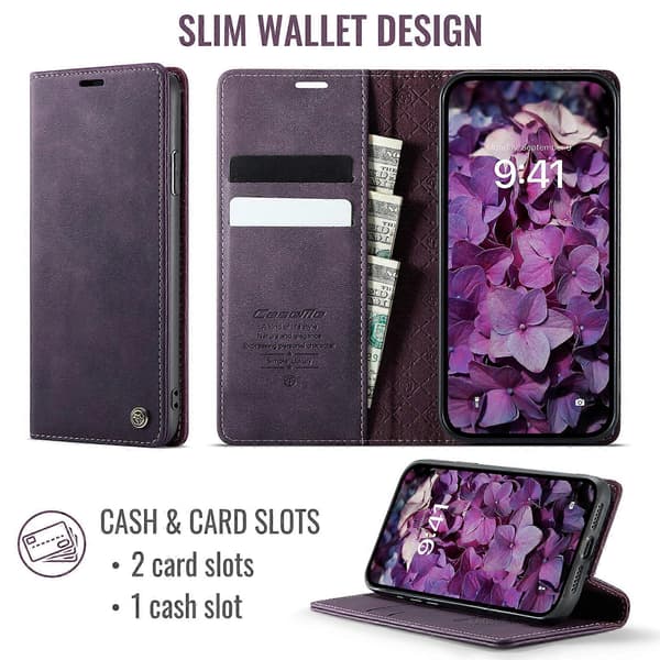 Compatible with iPhone 11 Pro Case CASEME 033 Series RFID Wallet Stand Calf Texture Leather Phone Case