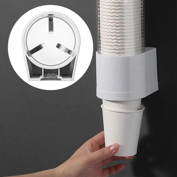 2X Disposable Cup Holder Automatic Cup Dispenser Paper Cup Holder Water Cup Wall Mounted Storage Crea