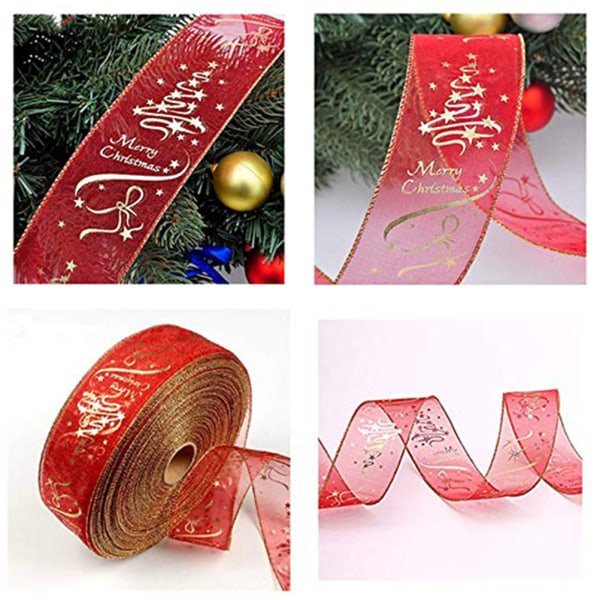 6,3*200 cm dekorativt bånd med julegasbind Transparent trykt