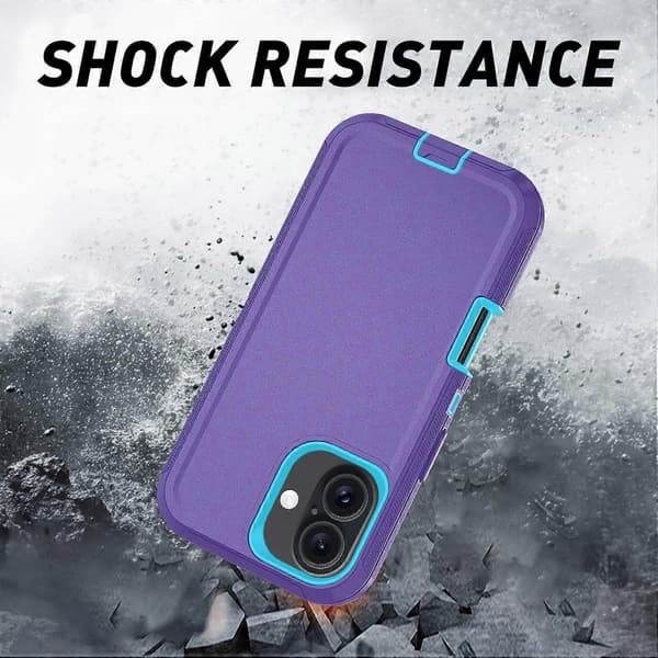 For iPhone 16 Detachable Shell PC+TPU Phone Case with Back Clip Stand Multicolo