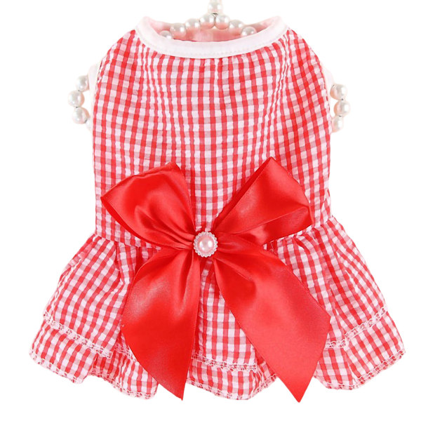 Hundkläder för Små Hundar, Alla Hjärtans Dag Outfit Röd Hundklänning Rosett Tutu, Lätt Att Bära Rutig Hundklänning Mjuk Polyester Andningsbar Design (XL)