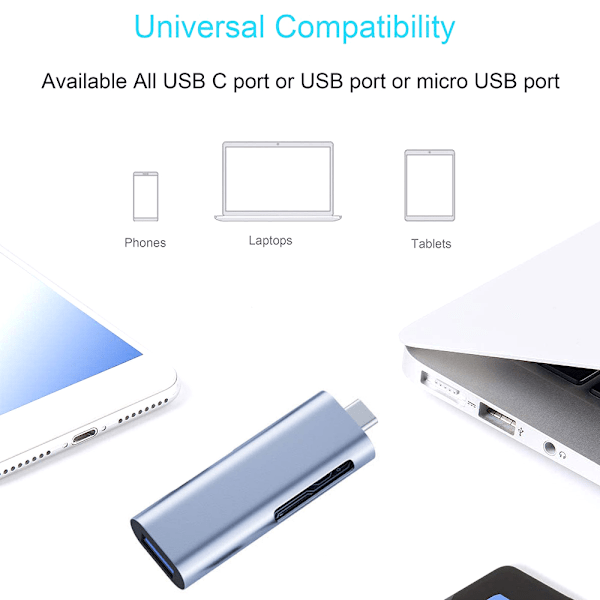 USB C SD-kortläsare i aluminiumlegering, robust dataöverföring med minneskortläsare för snabba överföringar