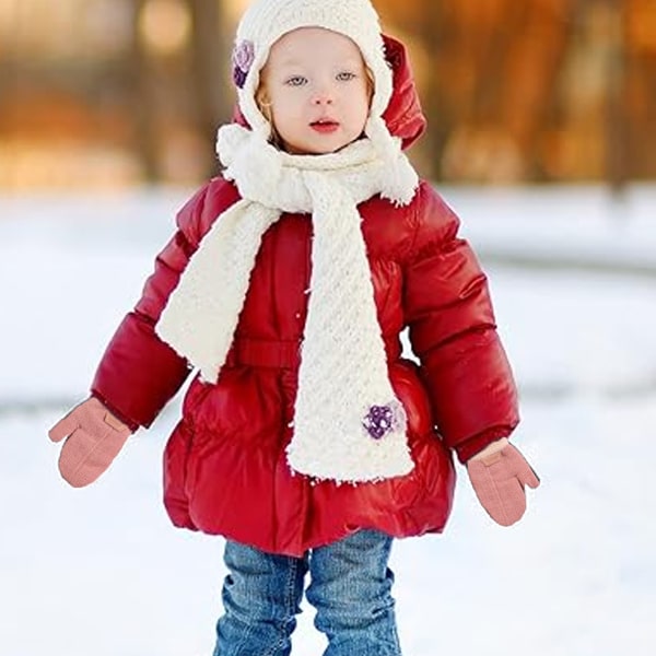 Vintervantar för baby fodrade med varm vattentät skida i ull
