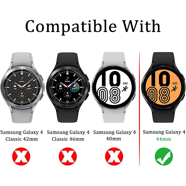 Skyddsfodral för Samsung Galaxy Watch 4 44mm, Repskyddande Skärmskydd i Härdat Glas med Enkel Installation för Aktiv Livsstil, 2.5D Full