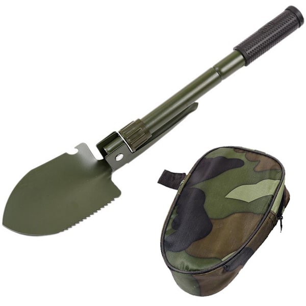 Vikbar hopfällbar spade för utomhusaktiviteter, mångsidig militärspade med hållbar konstruktion i kolstål för camping, vandring,