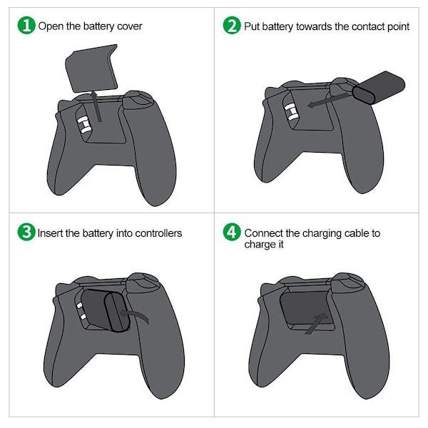 Snabb laddningslösning för Xbox-handkontroller, Spela och ladda-kit med uppladdningsbart batteripaket för handkontroll för utökade spelsessioner