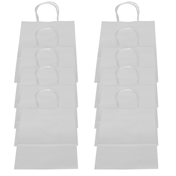 10 kpl Kannettava voimapaperikassipakkaus Lahjapussitarvike ostoksille syntymäpäiväjuhliin 15 x 8 x 21 cm valkoinen