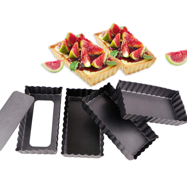 4-pack 4,5-tums djupa pajformar med löstagbar botten pajform quicheform äggbit bakform