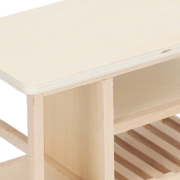 1:12-asteikkoinen nukkekodin säilytyspöytä, puinen pienoismalli, maalaamaton simulaatio nukkekodin huonekalupöytä