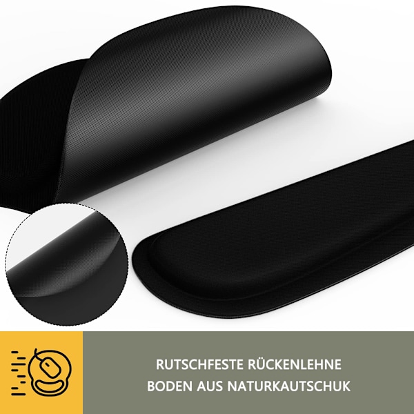Ergonomiskt tangentbord & musmatta set, slät mikrofiberyta säkerställer exakt spårning, handledsstöd i memory foam för smärtlindring och neutral position,