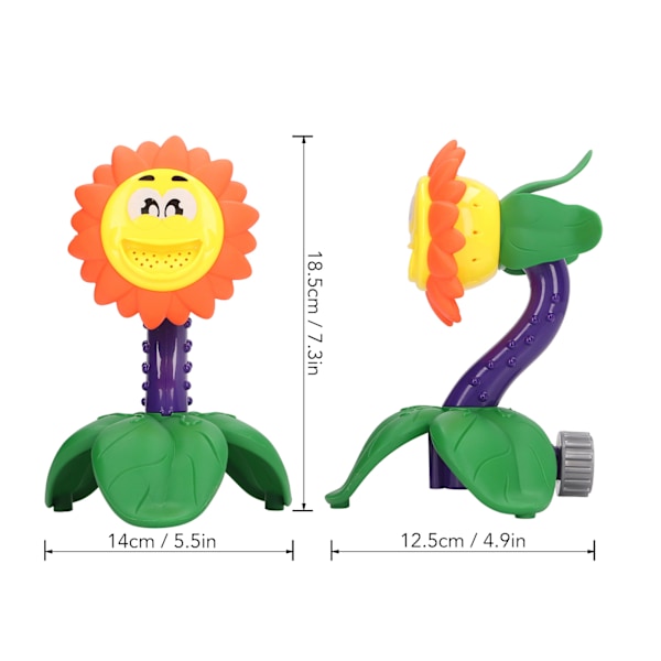 Tegneserie Solsikkeformet Utendørs Vann Sprinklerleke Barn Hage Rototerende Søt Sprutende Sprayleke