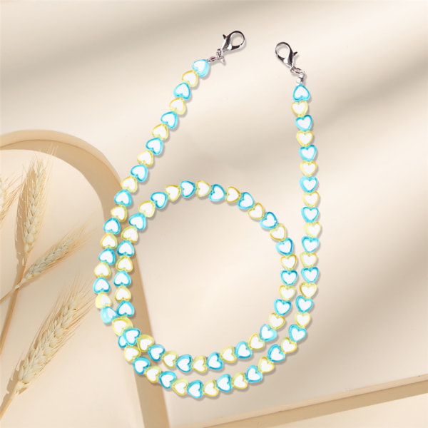 Beads Necklace Acrylic Heart Bead Necklace Face Cover Lanyards Glasses Chain Costume Jewelry Strand Necklaces for Women Girls