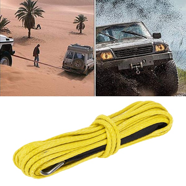 15M Syntetisk Reb 7700LBS Spil Kabel Nylon Erstatning til Smittybilt SUV Lastbil ATV UTV Gul