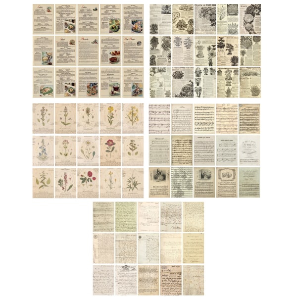 150 kappaletta leikekirjapaperia, vintage -leikekirjapaperia, söpö