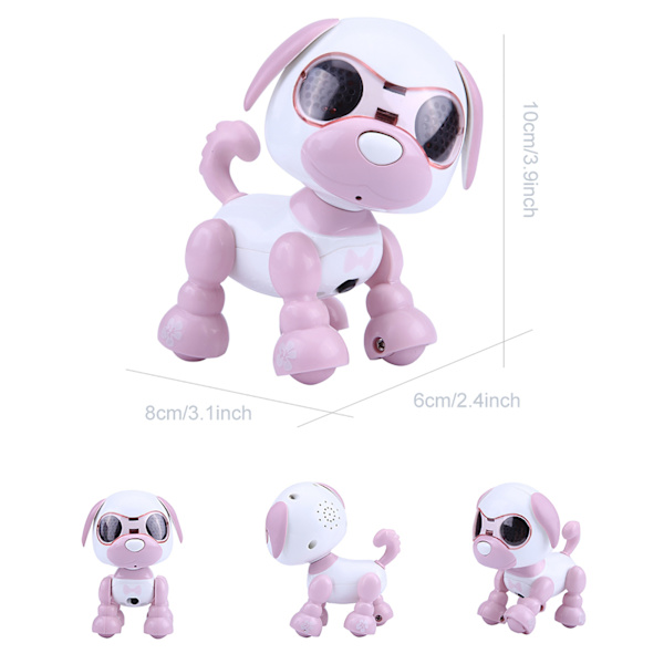 Robot Hund Husdjur Leksak Smart Barn Interaktiv Gå Ljud Valp LED Spela In Lärorik Present (Rosa)