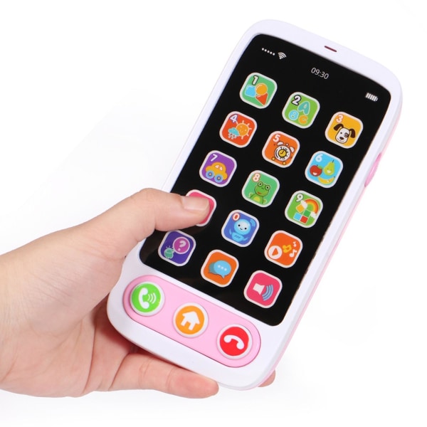 Baby mobiltelefon legetøj til drenge piger pædagogisk musikafspiller farverig belysning læring smart telefon legetøj pink