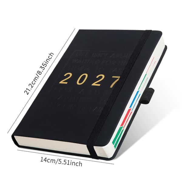 2027 Planner, with Monthly Tabs, PU Leather Hardcover