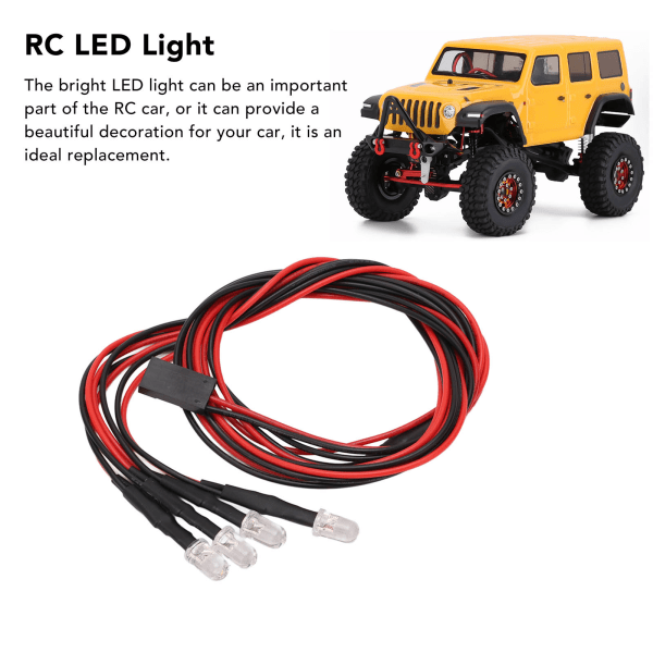 5 sett med 4 LED RC-billys med høy lysstyrke, diameter 5 mm, hvitt og rødt lys, RC LED-lyssett for modifiserte frontlykter