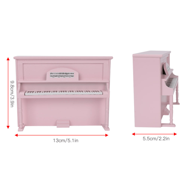 1:12 Dukkehus Tilbehør Mini Oppreist Piano Modell Leke med Krakk Simulering Møbler Rosa